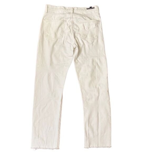 Citizens of Humanity Harlow Ankle High Rise Slim Crop Jean Raw Hem White Size 26 - Picture 2 of 7